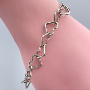 Beautiful Italian 925 Sterling Silver Heart Link Bracelet 7.5”  KA 1772 Stamped
